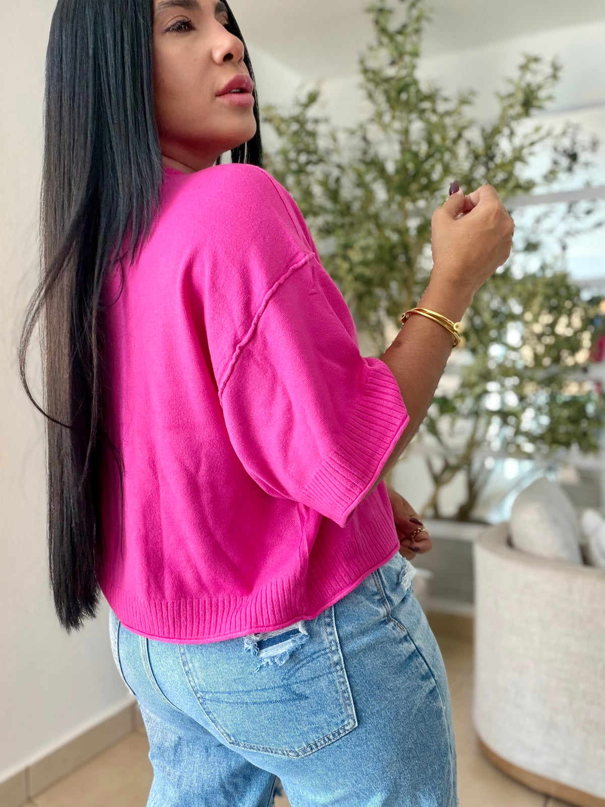 Eah! Eah! Neon Hot Pink Luxe Premium Oversized Top (neon rosa)