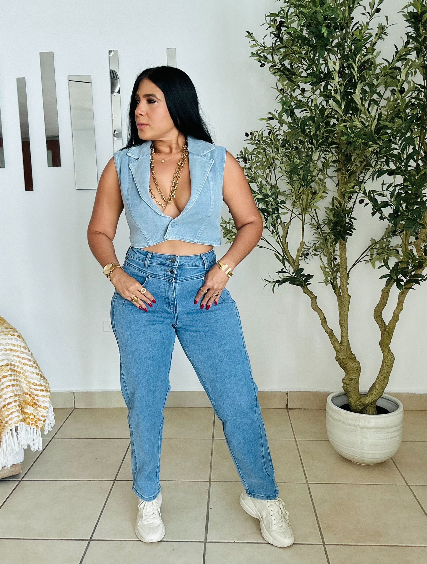 Denim  Blue Baggy Spandex Strechy Jeans