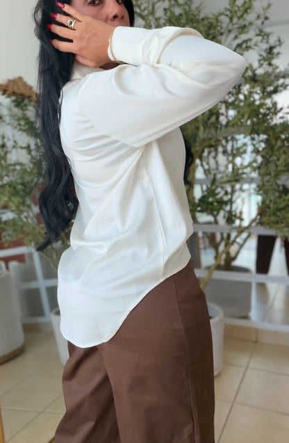 Cream Beige Luxe Silk Blouse
