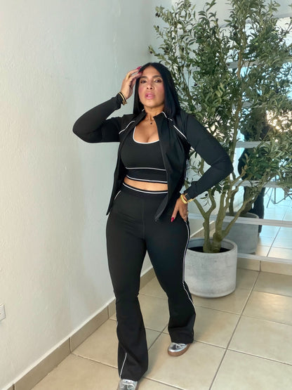 Gym o Diario Set! Mega Premium! Calidad Faja! Comprime todo!! Color black blacjy negro (3 piezas) Spandex Total Expandible (SOLD OUT GRACIAS)