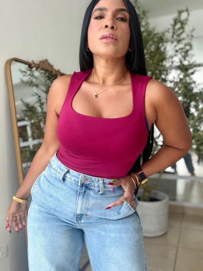 Red Wine Spandex Luxe Basic Top (Rojo Oscuro)SOLD OUT GRACIAS