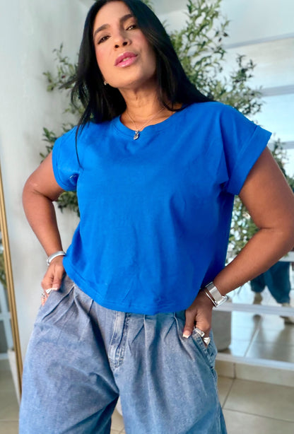 Ocean Blue  Oversized Cotton Top (color azul)