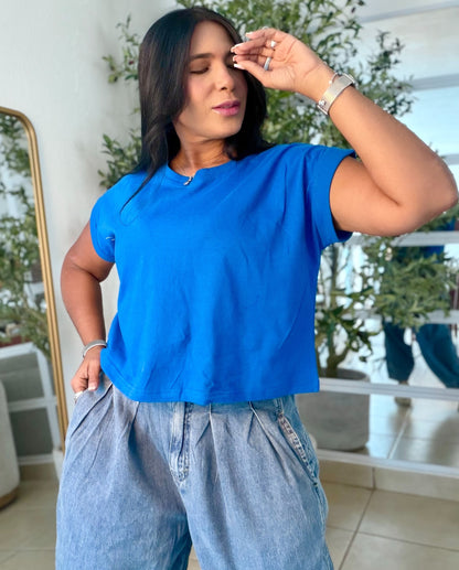 Ocean Blue  Oversized Cotton Top (color azul)