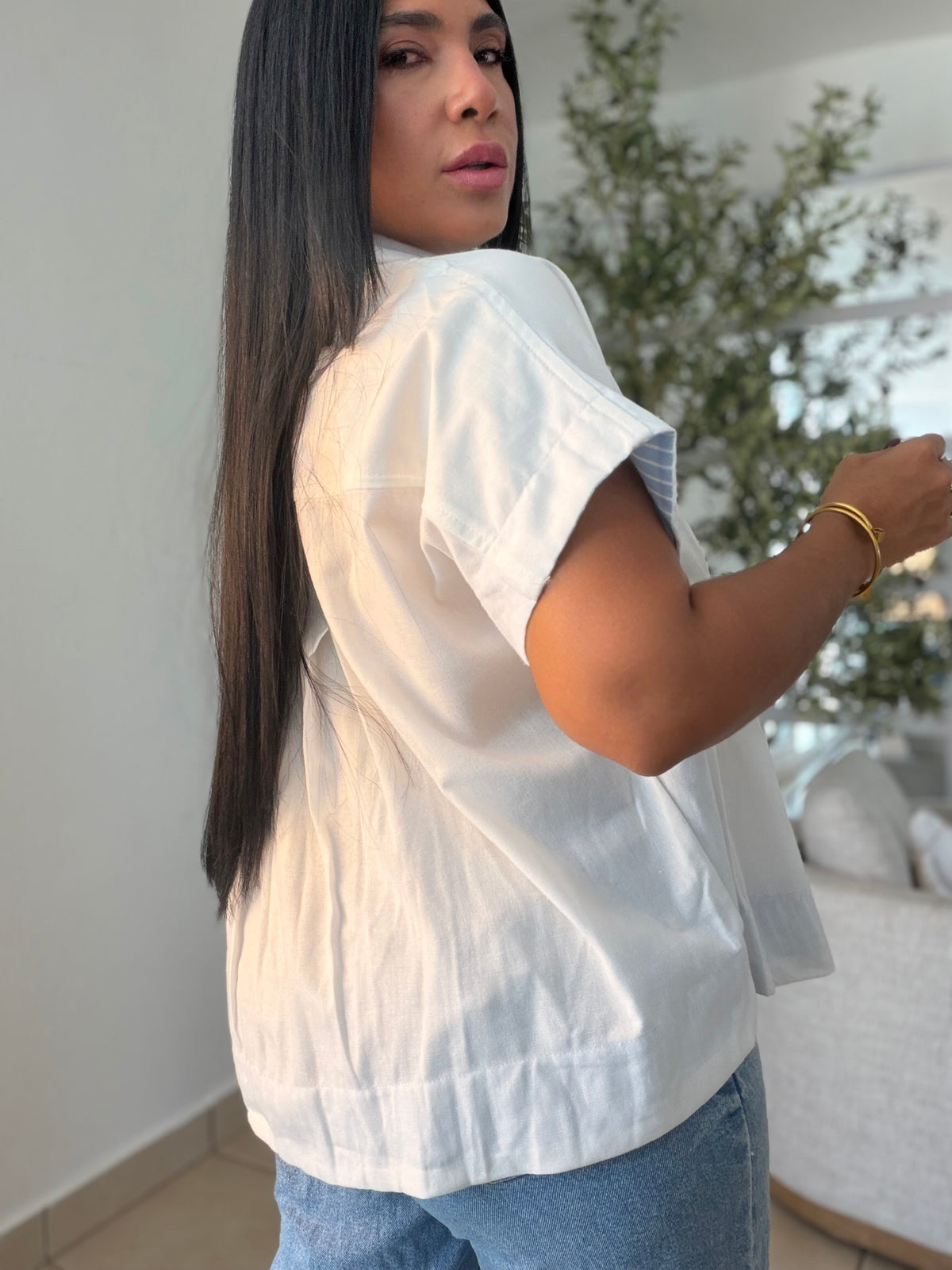 Luxe White Linen Oversized Blusòn (mangas se usan de dos formas) SOLD OUT GRACIAS