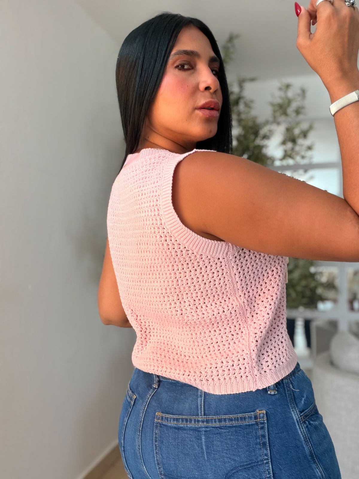 Estrellas Crochet Pretty Top Pink
