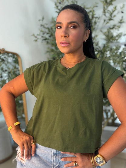 Military Green  Oversized Cotton Top (color verde)
