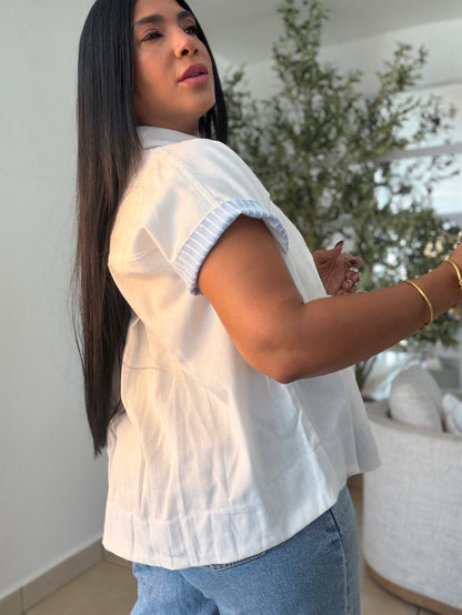 Luxe White Linen Oversized Blusòn (mangas se usan de dos formas) SOLD OUT GRACIAS