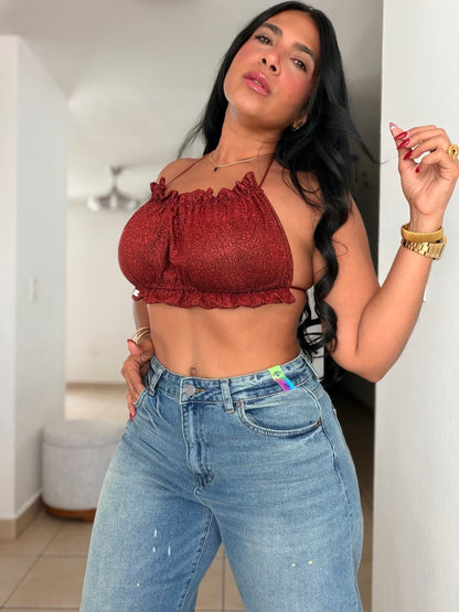 Denim Blue Vibrant Detail Baggy Wide Jeans (puesto small) lo amoo