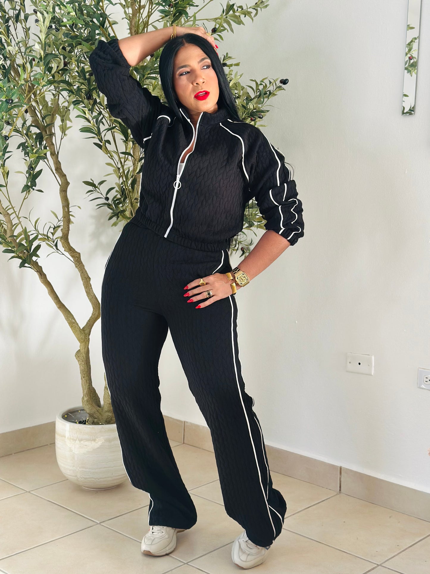 Oasis Black Luxe Spandex Pants and Travel Set (tiene bolsillos, mega cómodo y único color)