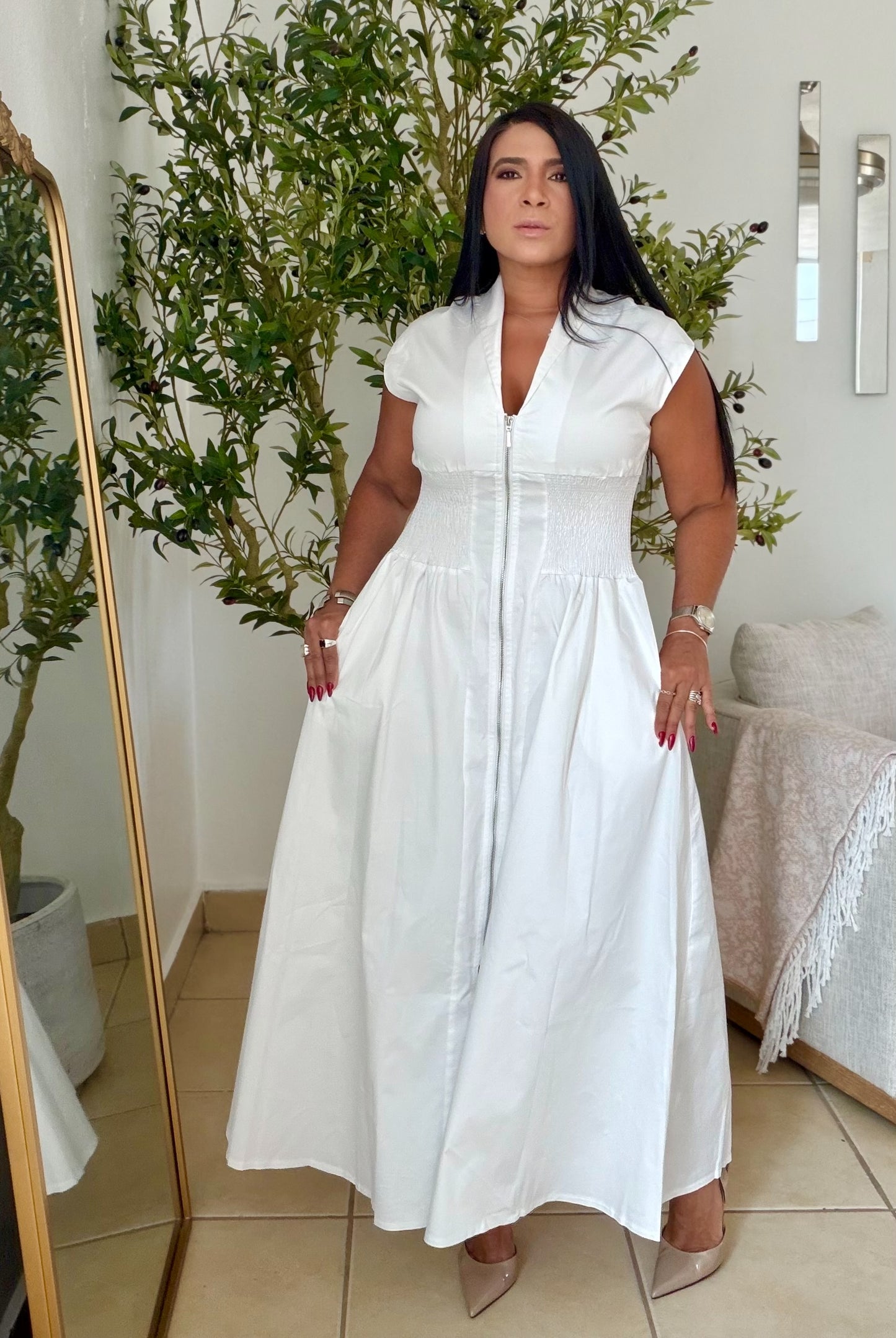 Promise White So Spandex Luxe Maxi Dress (tiene bolsillos) una belleza infinita (SOLD OUT)