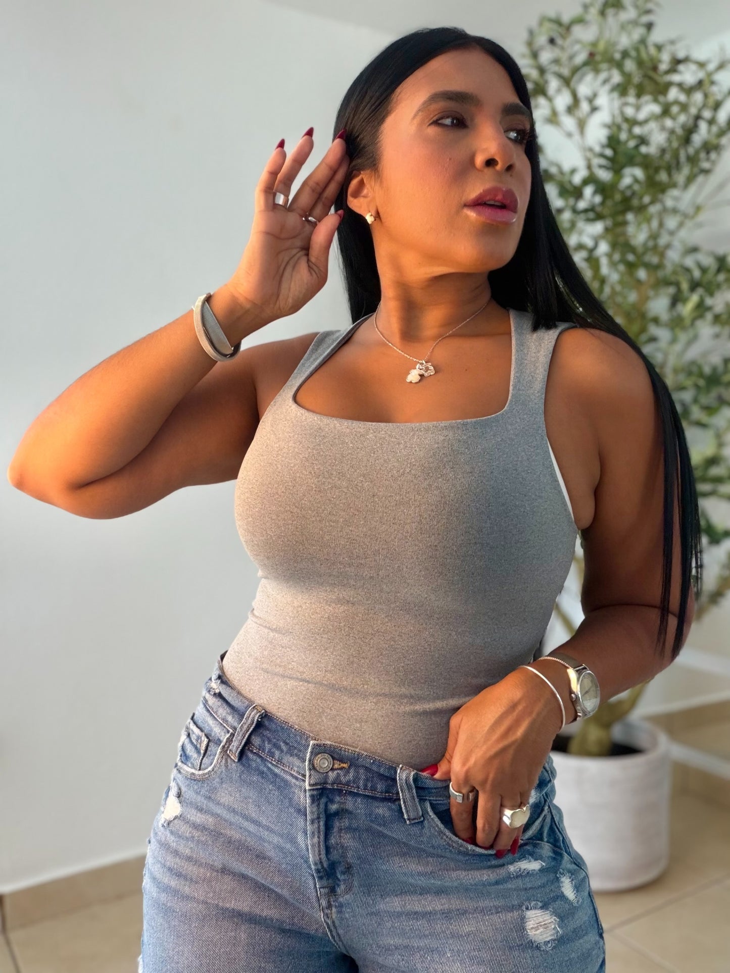 Gray (gris) Luxe Spandex Tank Basic (SOLD OUT GRACIAS)