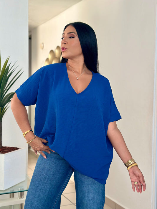 Navy Blue Luxe Oversized Blusón