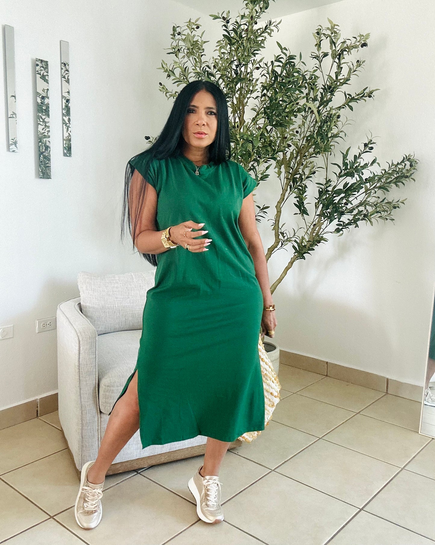 Hunter Green Midi Dress