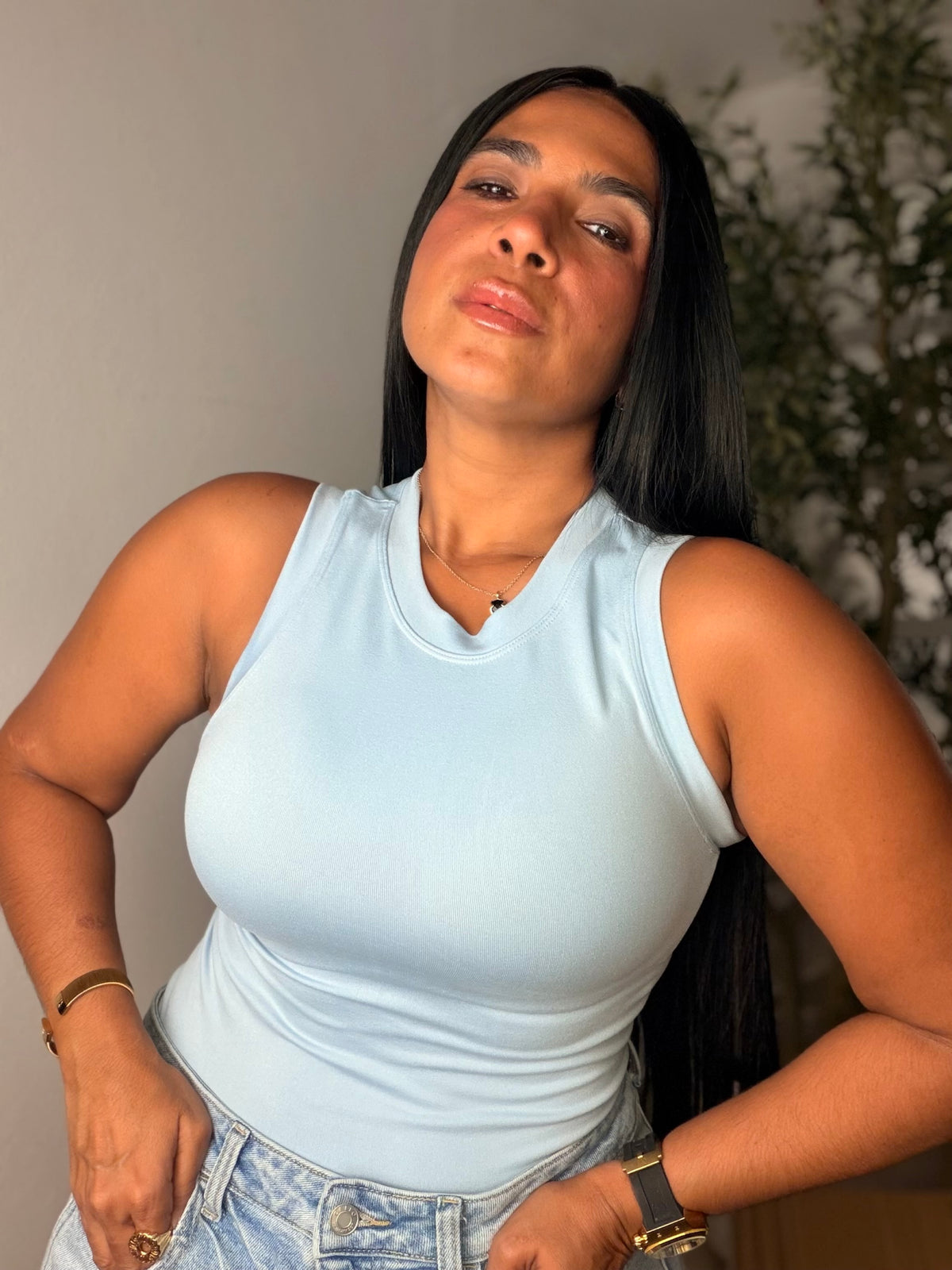 Celeste Blue Dynamic Spandex Long Luxe Basic (azul celeste de lujo) 💯 cotton