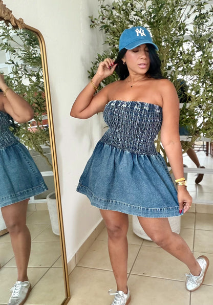 Daras Spandex Total Denim Azul Blue Oscuro Dress (No zipper ni botones) El màs bello del mundo!