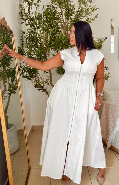 Promise White So Spandex Luxe Maxi Dress (tiene bolsillos) una belleza infinita (SOLD OUT)