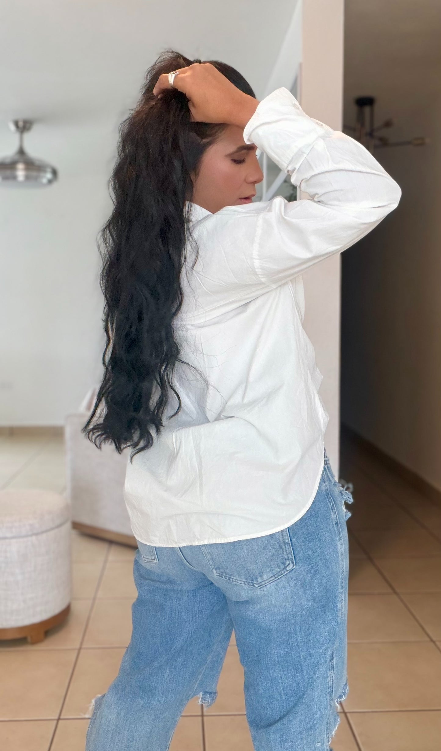 “Zurai” Luxe White Oversized 100% Cotton Oversized Blouse