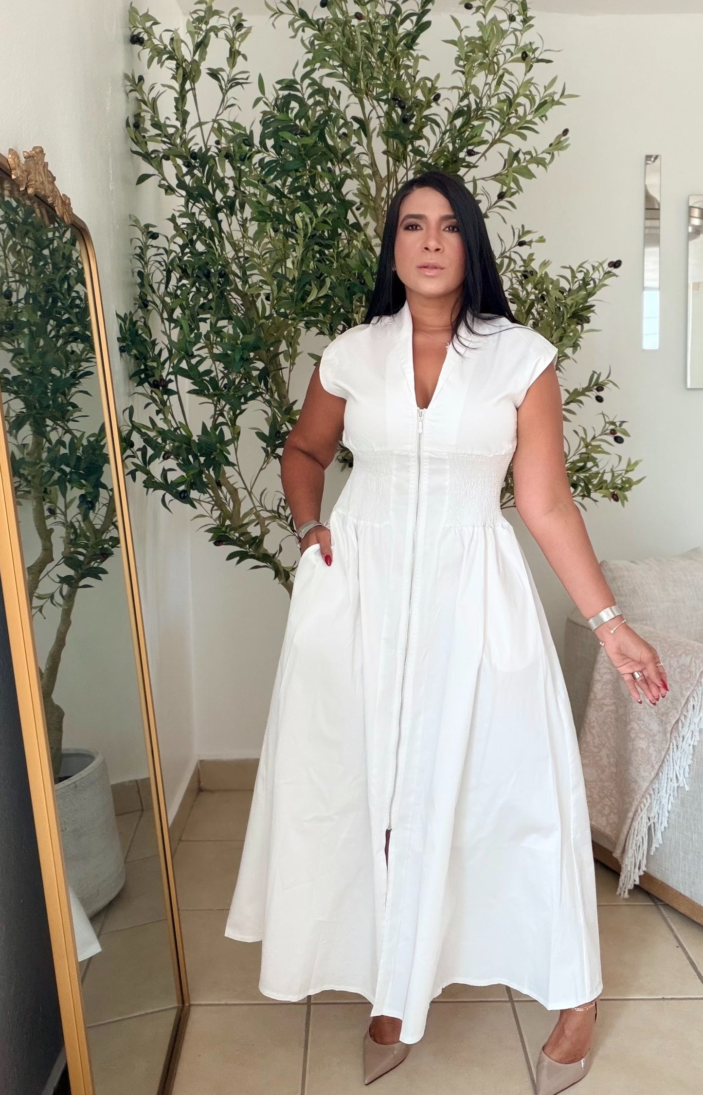 Promise White So Spandex Luxe Maxi Dress (tiene bolsillos) una belleza infinita (SOLD OUT)