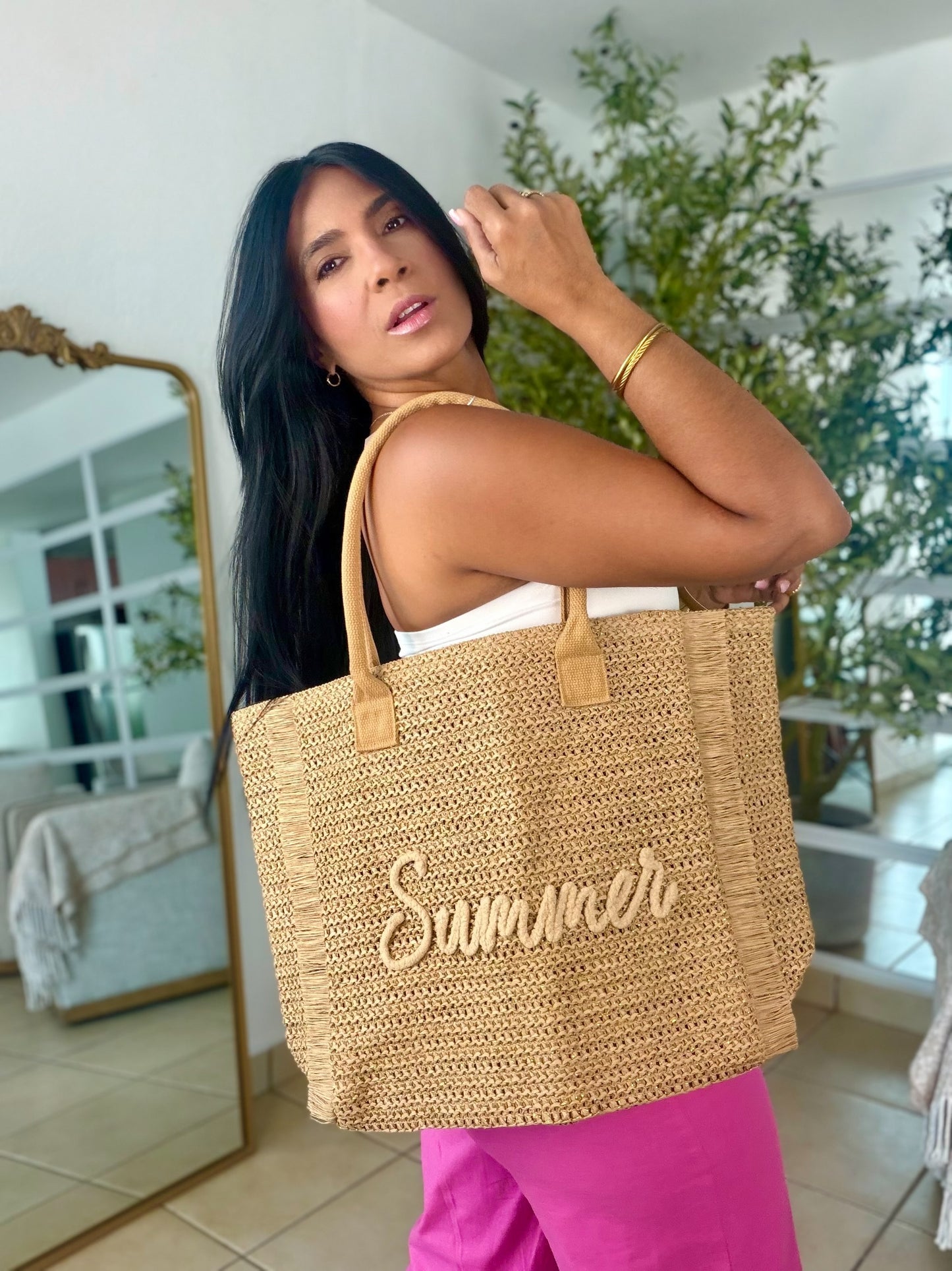 Summer XLarge Tote Bag Tan Beige