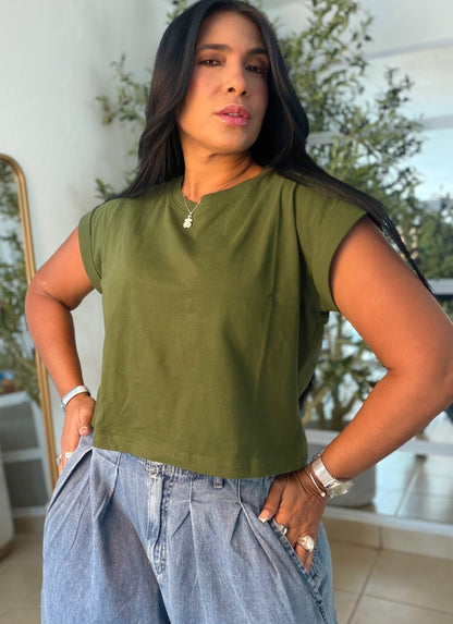 Military Green  Oversized Cotton Top (color verde)SOLD OUT GRACIAS
