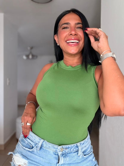 Apple Green Luxe Spandex Ling Basic Top (Sold out)
