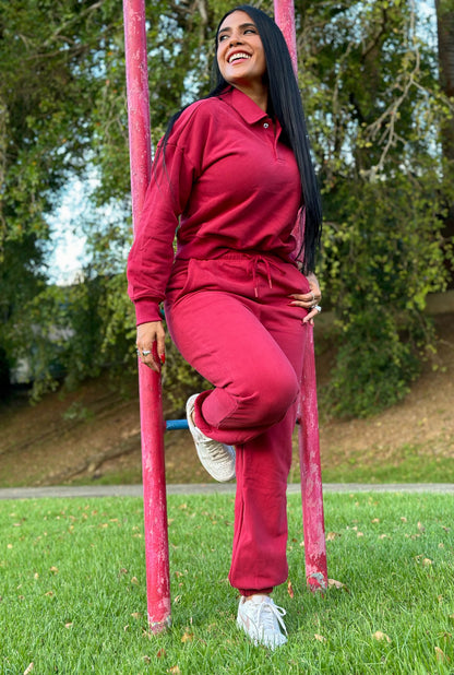 Leana Polo Red Travel Set Spandex (tiene bolsillos)