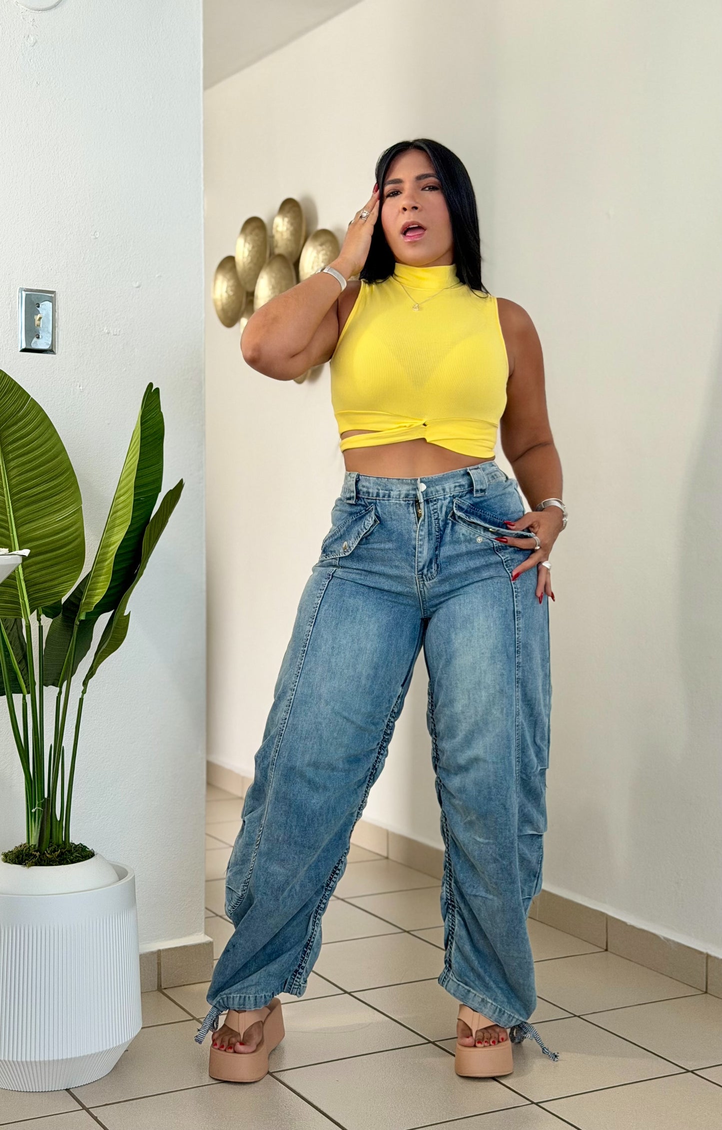 Baggy Spandex Denim Blue Luxe Jeans (fruncido que ajustaa a tu gusto) una belleza!! (SOLD OUT)