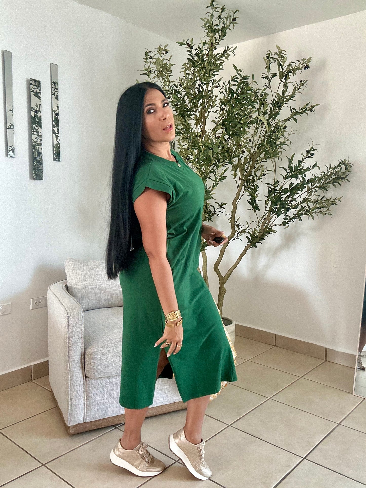 Hunter Green Midi Dress