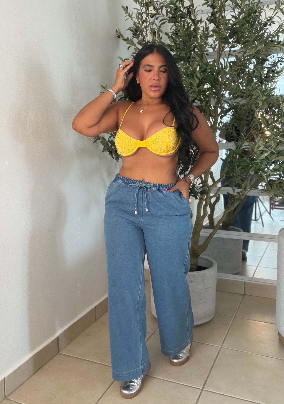 Baggy Denim Blue Spandex y Ajustable y Tiene Bolsillos
