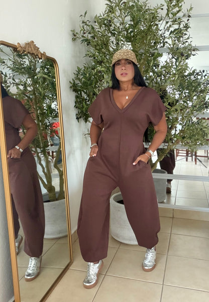 Baggy Choco Brown Spandex Luxe Jumpsuit (tiene bolsillos) el más amado!!