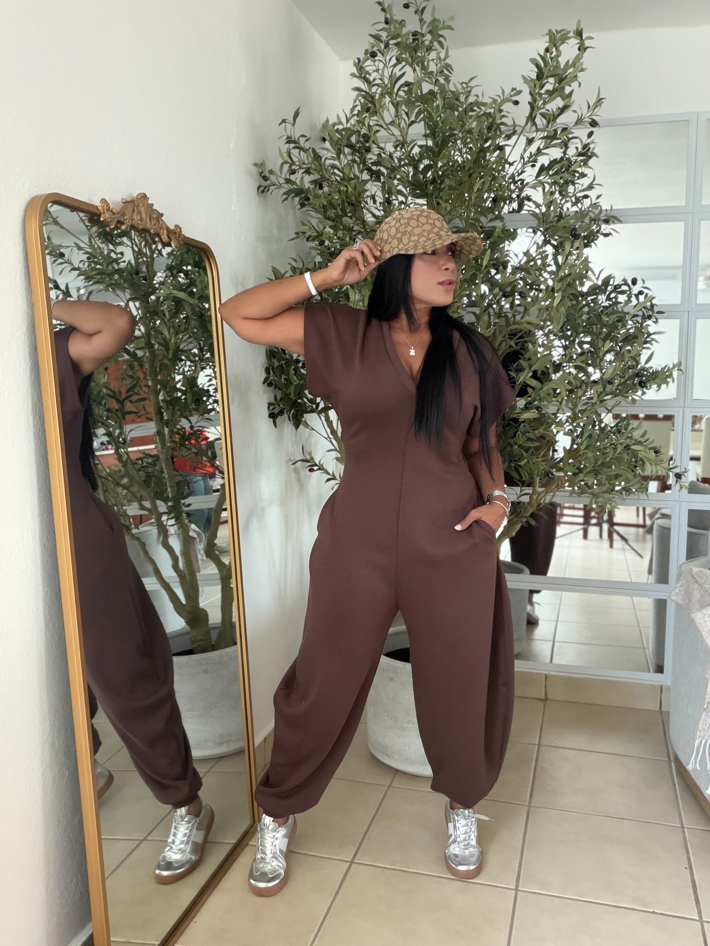 Baggy Choco Brown Spandex Luxe Jumpsuit (tiene bolsillos) el más amado!!