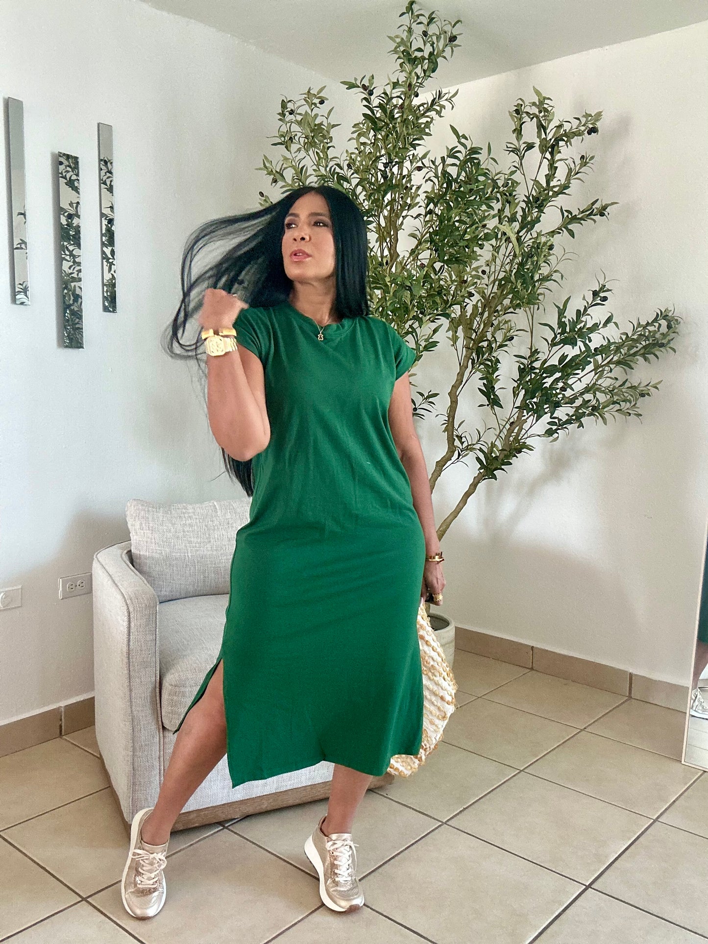 Hunter Green Midi Dress