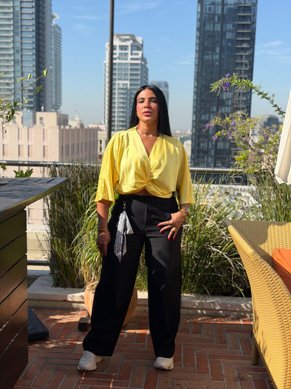 Los Angeles Yellow Luxe Seda Oversized Top