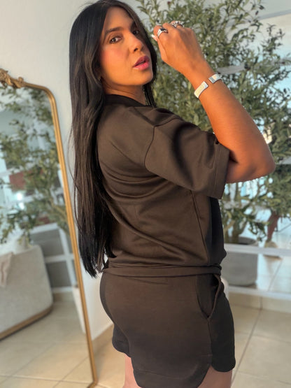 Blacky Black De lujo Oversized Top and Shorts Spandex Sporty Set(SOLD OUT GRACIAS)