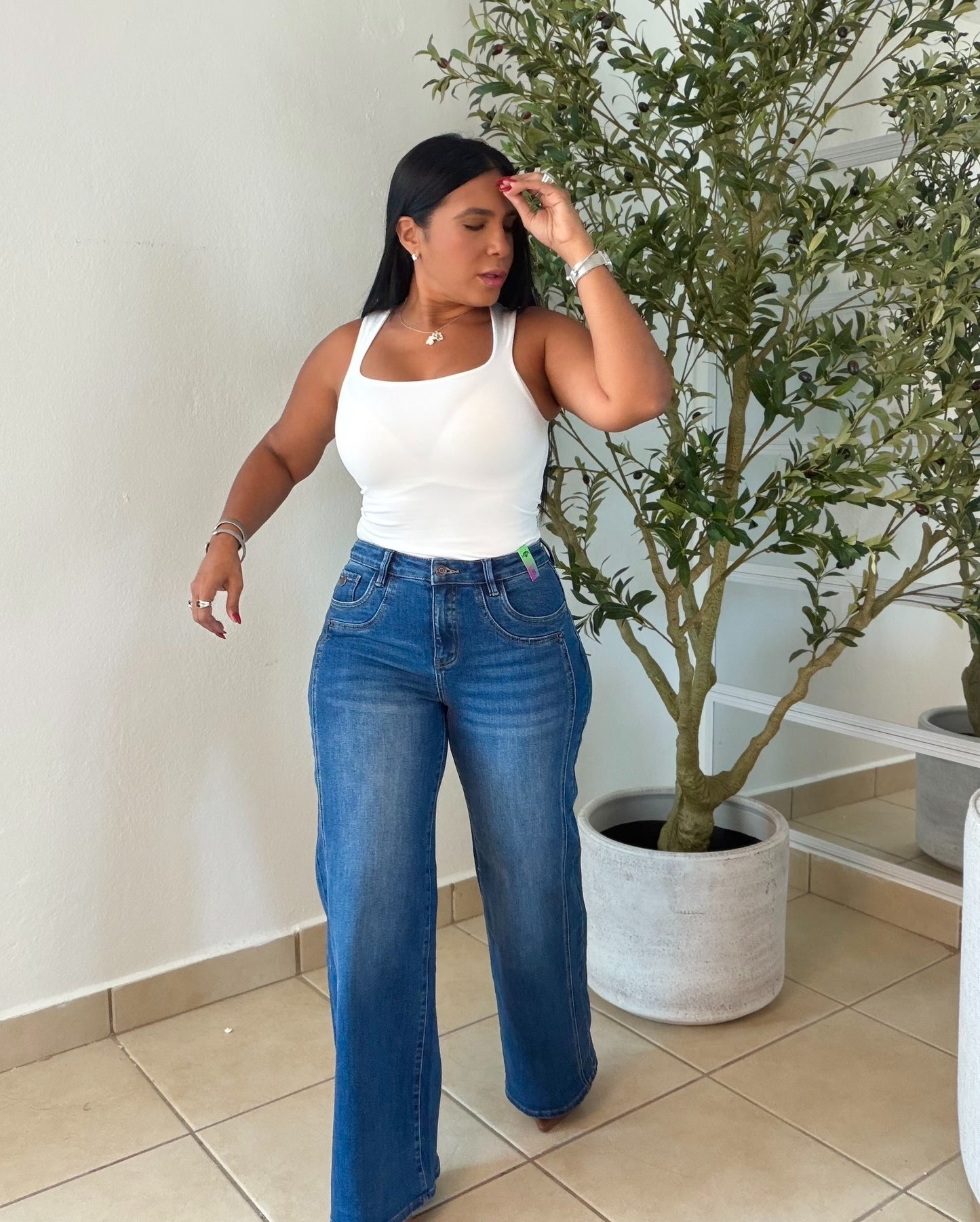 Spandex Wide Leg Vibrant Jeans (nueva colecciòn bien spandex)