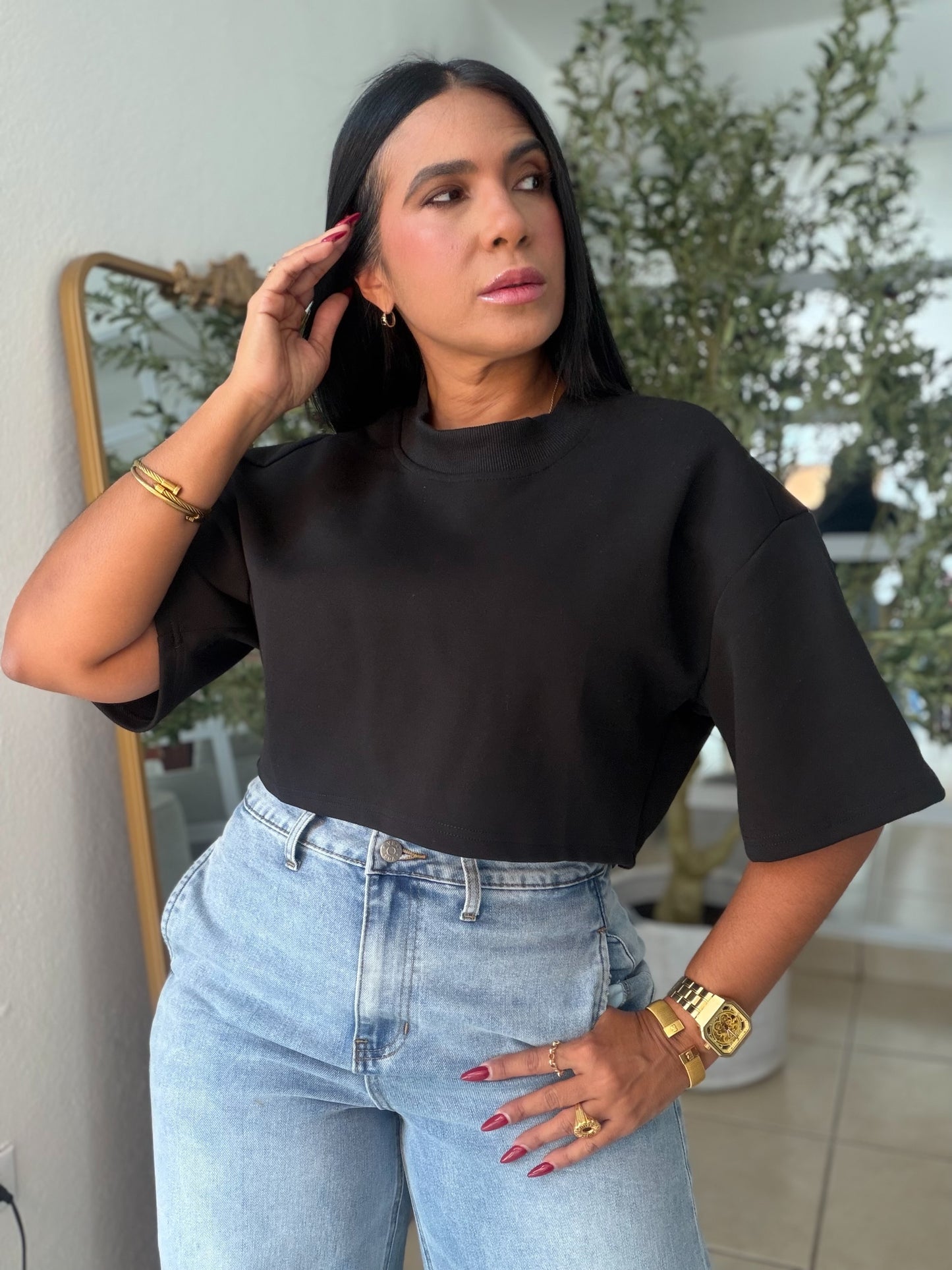 Bkack  Luxe Oversized Top