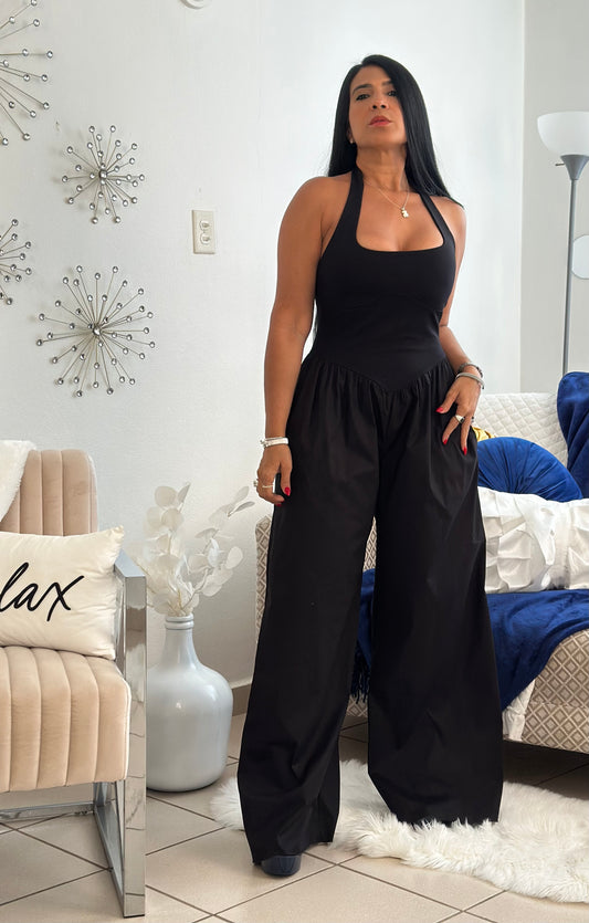 “Indira” Black Mega Spandex Jumpsuit