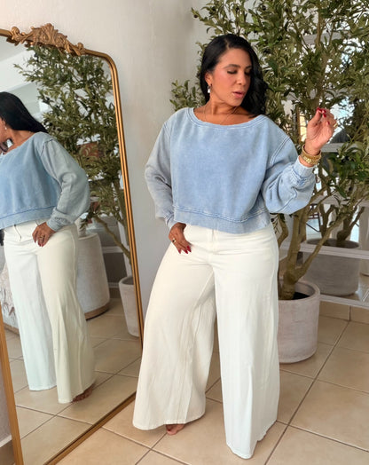 Arita White Wide Leg Spandex Pants (simula denim)