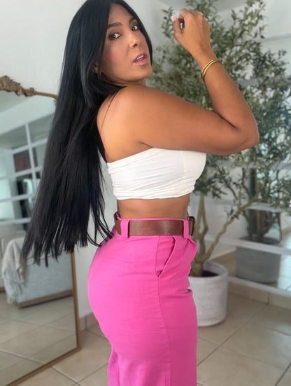 Y definitvamente es mío!! Fuschia Pink Luxe Linen Spandex Pants (incluye correa y es bien expandible!)Baggy Wide Leg