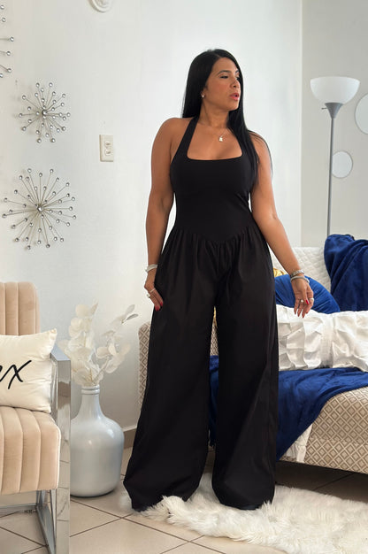 “Indira” Black Mega Spandex Jumpsuit