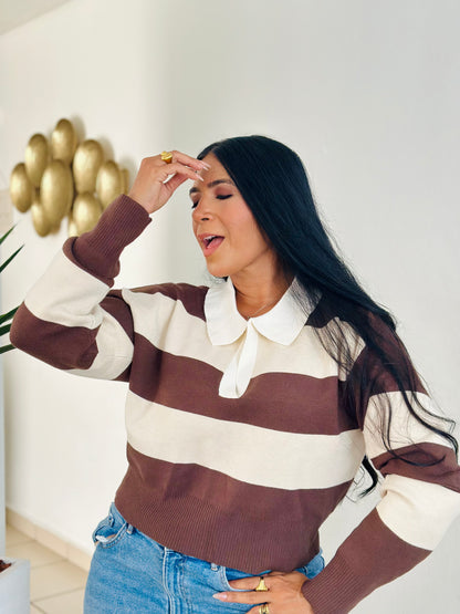 Mambo’s V Neck Stripe Oversized Top (único color)