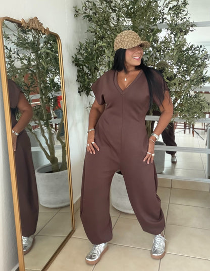 Baggy Choco Brown Spandex Luxe Jumpsuit (tiene bolsillos) el más amado!!