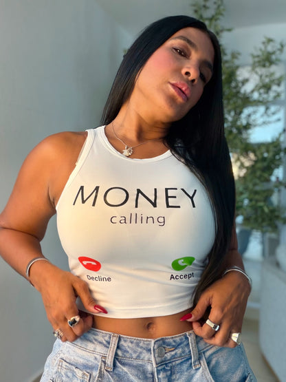 Money Calling Tren Basic 💯 cotton spandex (color blanca)