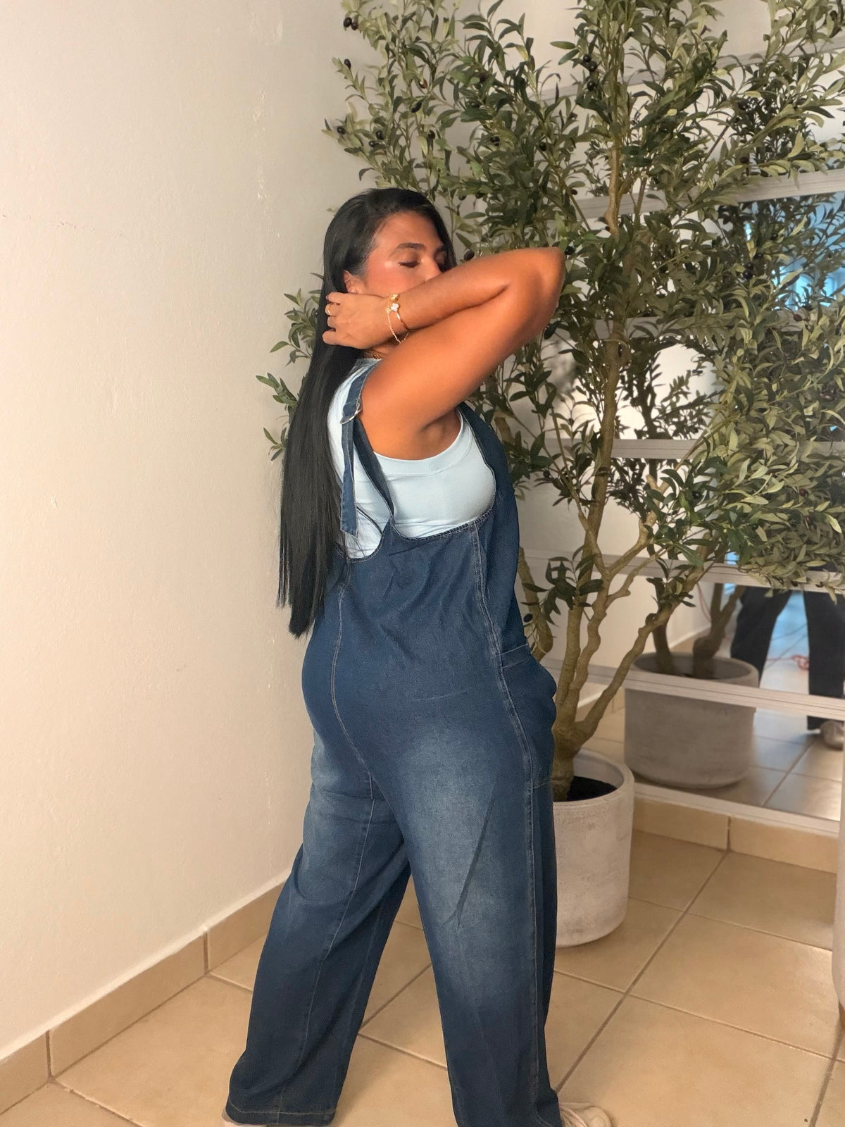 Baggy Dark Denim (azul oscuro) con bolsillos Overall Ajustable Mega Premium Barrel