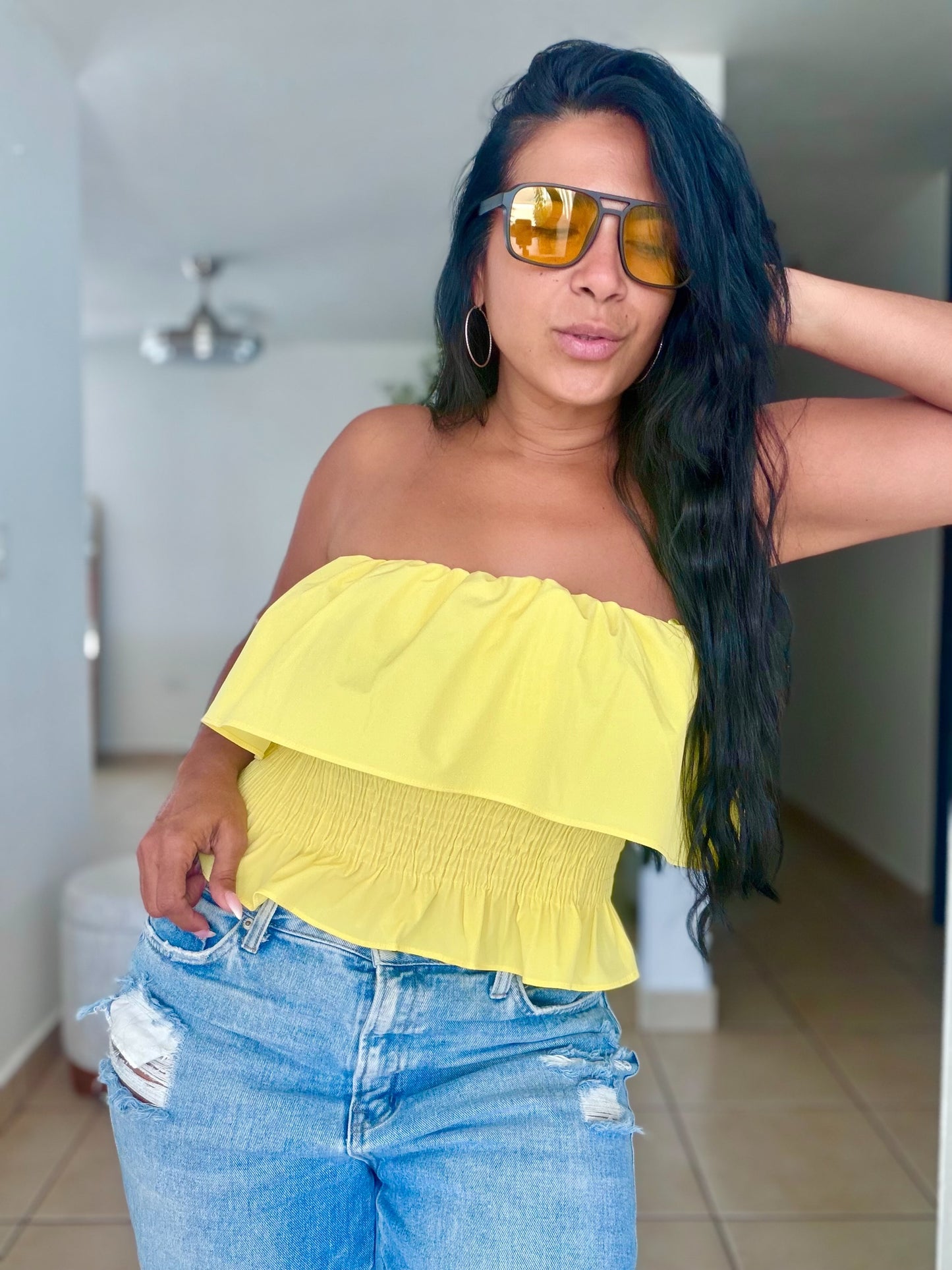 Yellow Summer Spandex Peplum Top (SOLD OUT)