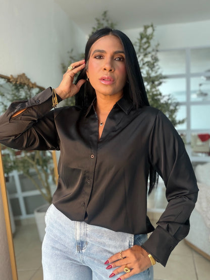 Black Blacky Luxe Silk Blouse (COLOR NEGRA)SOLD OUT GRACIAS