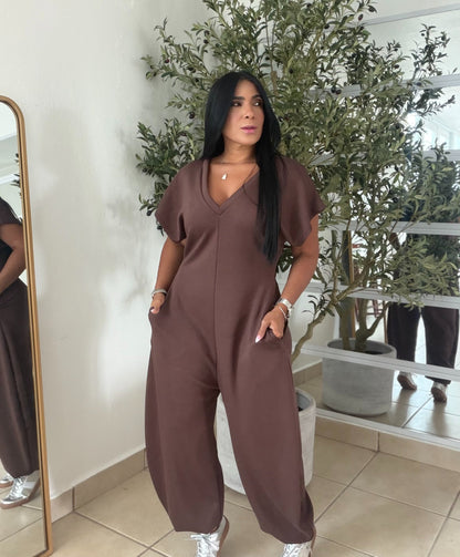Baggy Choco Brown Spandex Luxe Jumpsuit (tiene bolsillos) el más amado!!