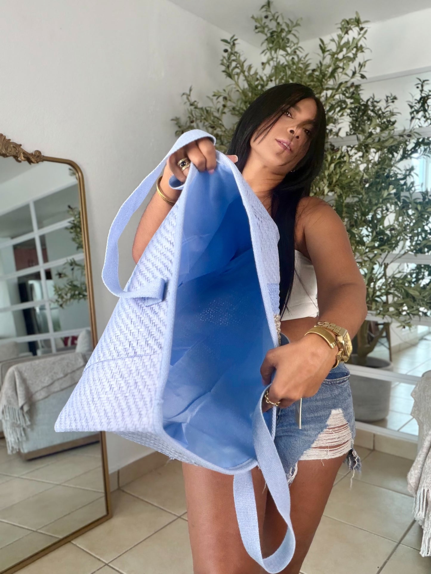 Luxe Blue XLarge Tote Bag