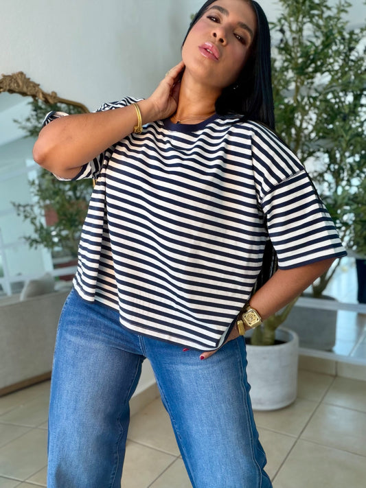 Naútico Navy Blue Striped Oversized Top (SOLD OUT GRACIAS)