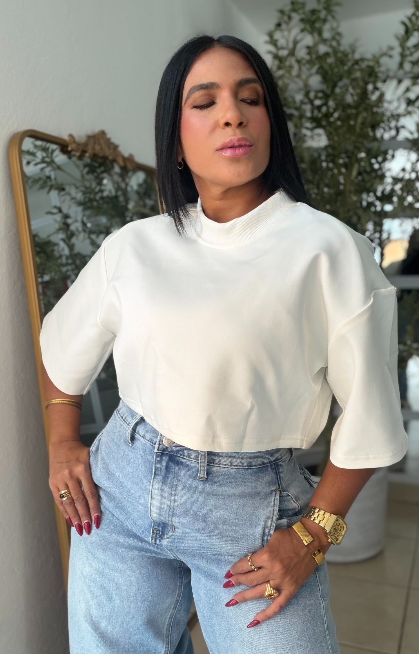 White Luxe Oversized Top